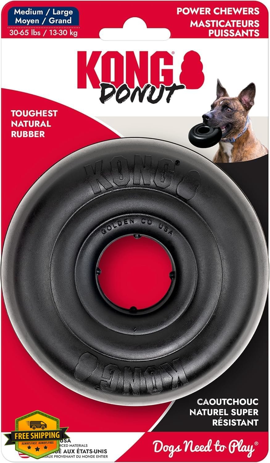 KONG Extreme Donut Dog Toy Medium/Large Natural Rubber Chew