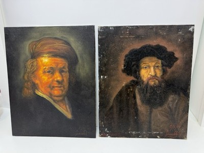 Rembrandt Copies Oil On Board 8x10  Each Very Well Done Set Of 2