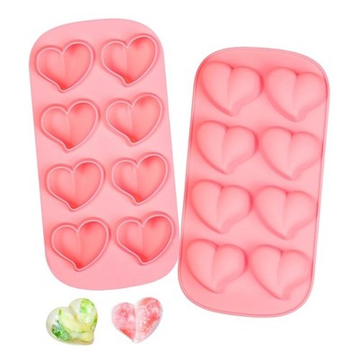 2 PCS Heart Ice Cube Tray, Silicone Ice Cube  Moulds for Drinks, Whiskey (Pink)