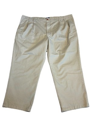 IZOD Chino Classic Pleated Front Pant Beige RN 36543 Size 46x30