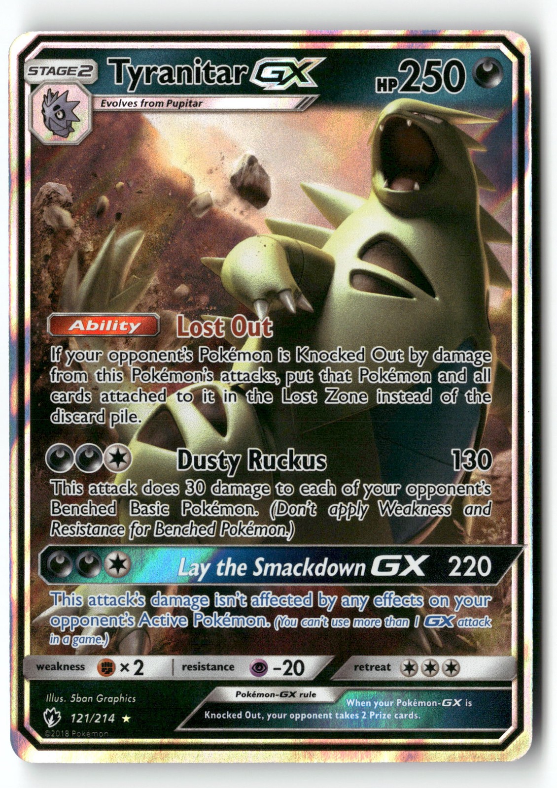 Tyranitar GX 121/214 SM - Lost Thunder Pokémon TCG NM