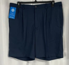 Haggar Cool 18 Pro Golf Shorts Pleated Stretch Quick Dry  Navy Blue 36 New NWT