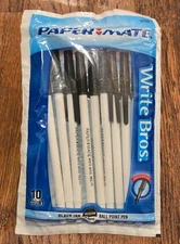 Vintage 2002 Paper Mate Write Bros Black Ballpoint Pens Medium 10 Count Pack NIP