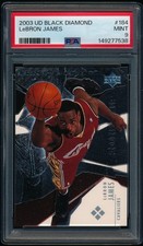 2003-04 Upper Deck Black Diamond LeBron James #184 Rookie Card PSA 9 Mint. rookie card picture