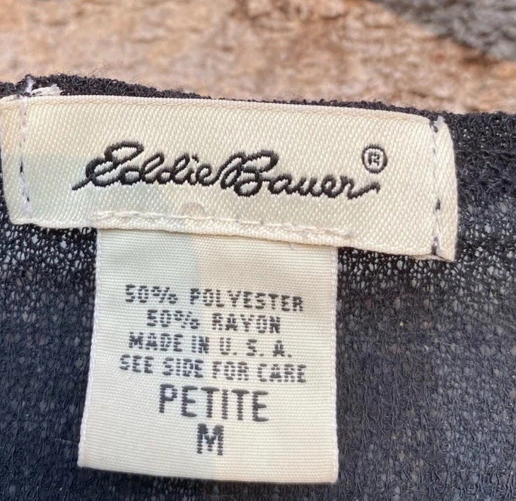 女式透明黑色网眼 Eddie Bauer 长袖上衣,尺寸 M,娇小 — 第 3/3 张图片