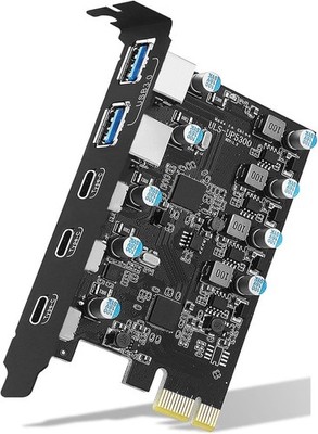 USB 3.0 PCIe Karte mit 5 Ports (3X USB-C, 2X Type-A) PCI Express