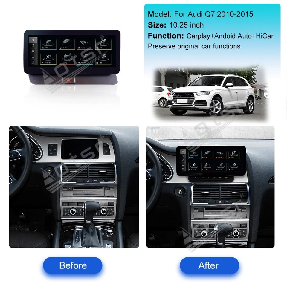 10.25 inch Android 12.0 CarPlay Auto for Audi Q7 2010-2015 Car Radio - Image 3 of 4