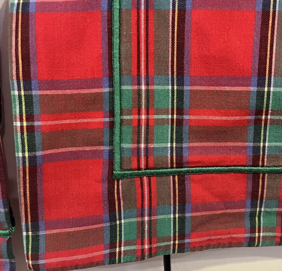 Ikea Tartan Plaid Red Green Pillow Shams Cotton Portugal 28x18" Christmas - Image 3 of 4