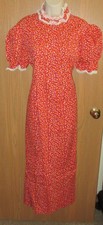 PIONEER PRAIRIE CIVIL WAR ditsy floral Orange calico costume dress M/ L ladies