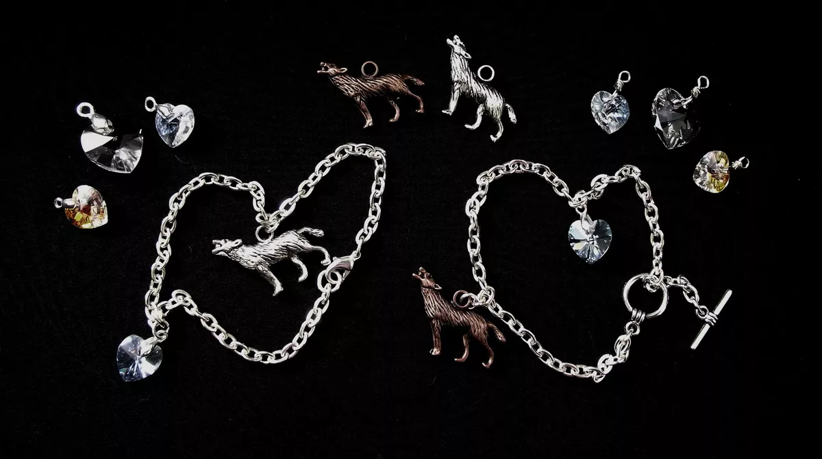 Bella s Charm Bracelet Choose Wolf Heart Made with Swarovski