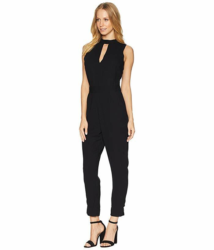 bebe Keyhole Mock Tapered Leg Black Jumpsuit Size 12 86719 for