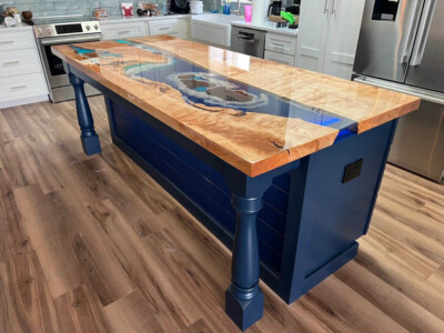Ocean Wave Epoxy Table Countertop Kitchen Slab Modern Furniture Restaurant Decor