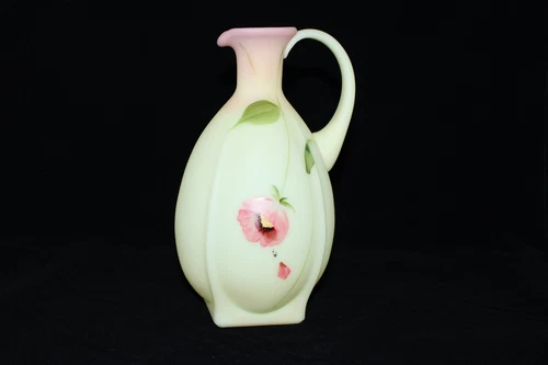 Fenton Hand Painted Art Glass Ewer Vase – Signed by Robinson – Limited Edition
