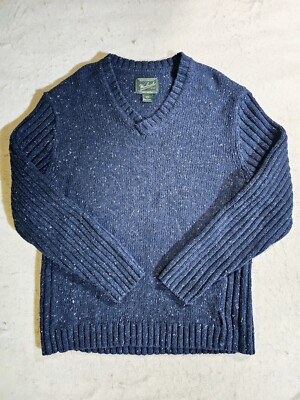 Vintage Woolrich Classic V-Neck Cable Knit Wool Blend Sweater Mens Size  Large