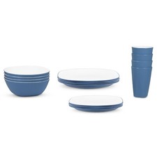 16PC Round Dinner Set Dining Soup Plate Bowl Tumbler Dinnerware Kitchen Bayside