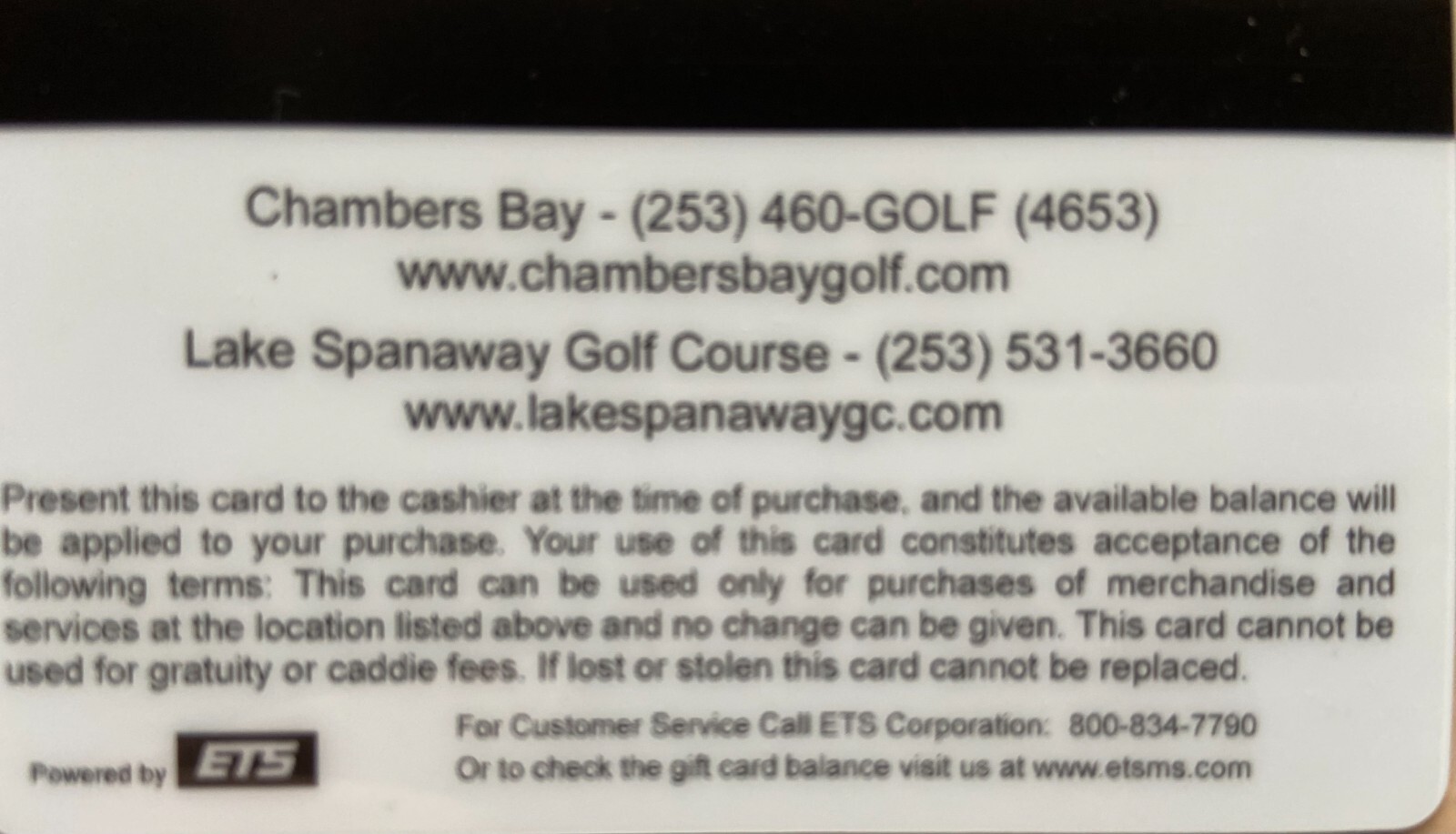 Chambers Bay golf course gift card eBay