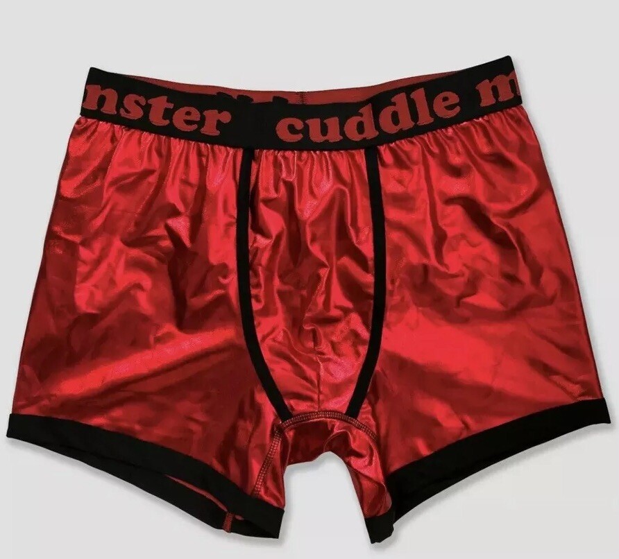 NWT MEN'S RED FOIL Monster Cuddle Emoji Hershey's Kisses KNIT BOXER