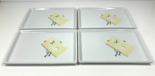 CB2 Crate and Barrel Swiss Cheese Oliver 2011 Appetizer Plates SET of 4 - Picture 4 of 7