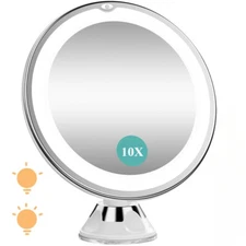 10X LED Lighted Portable Makeup Mirror Magnifying with Locking Suction Cup USA