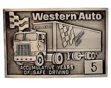 WESTERN AUTO 5 YEARS SAFE DRIVING AWARD Vintage Pewter Belt Buckle