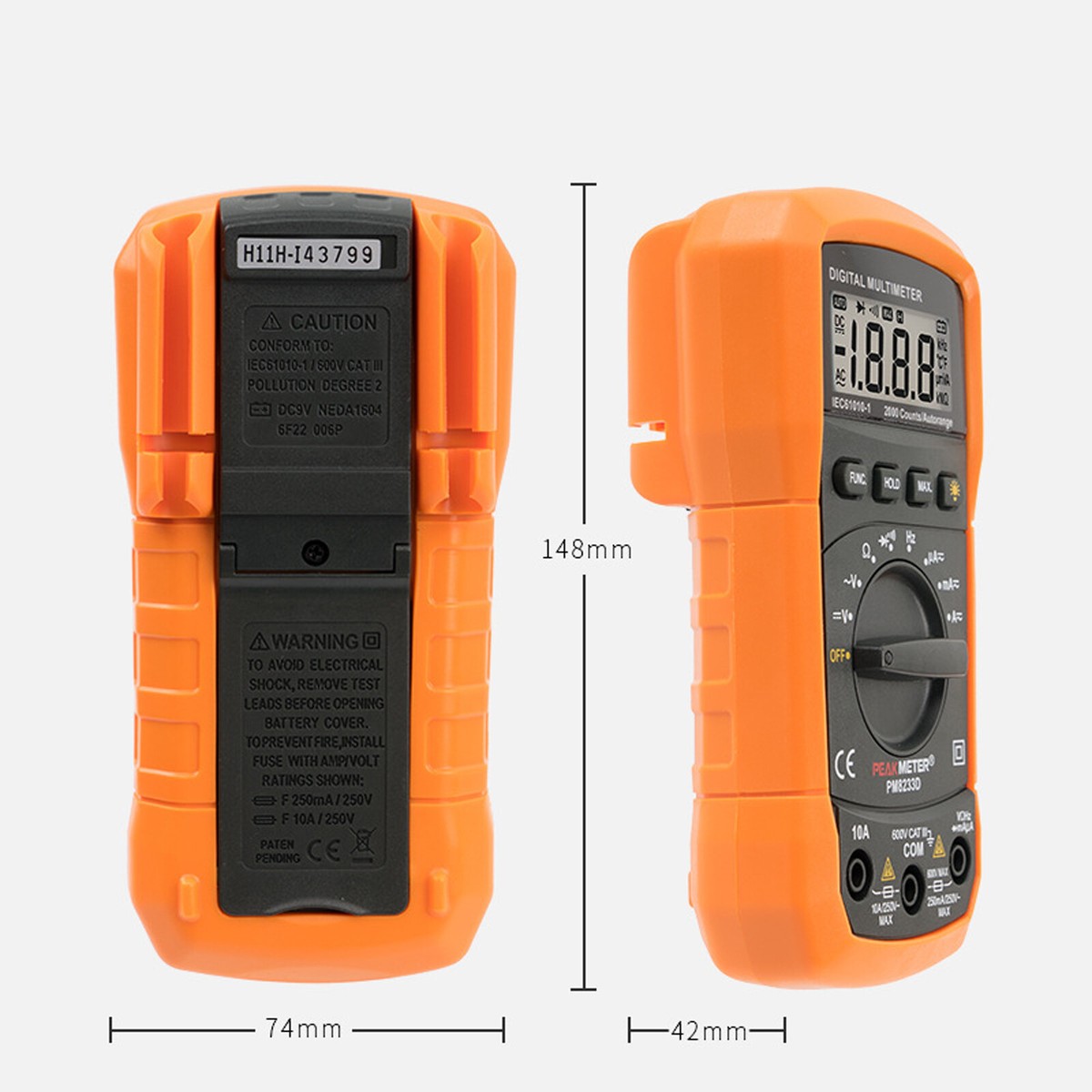 PM8233D Multimeter Auto Range 2000 Count AC DC Volt Amp Ohm PM8233D Multimeter Auto Range 2000 Count AC DC Volt Amp Ohm