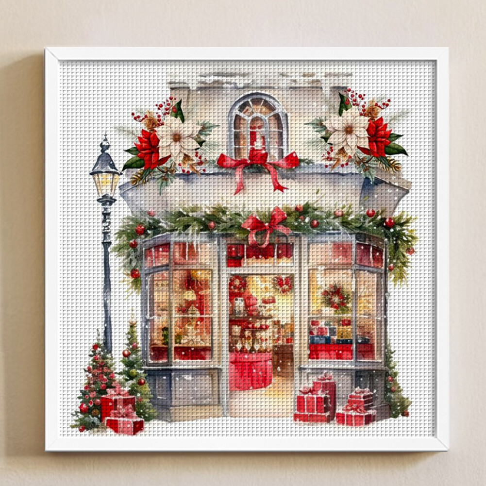 Full Embroidery Cotton Thread 18CT Counted Christmas Shop Cross Stitch ...