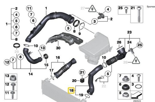 1 pieza manguera turbo carga tracto de inducción de aire para BMW X5 X6 N55 N54 2007-2018 - Imagen 4 de 4