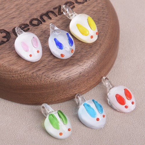 5pcs 12x20mm Rabbit Shape Handmade Lampwork Glass Loose Beads For Jewelry Making - Picture 2 of 10