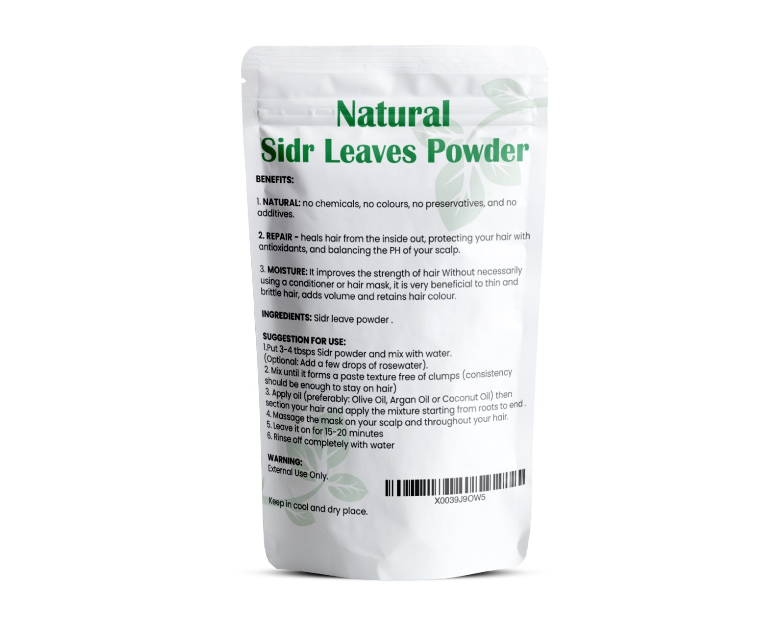 Sidr Leaves Powder Natural Herbal for Hair (Zizyphus jujuba) 4 oz ورق