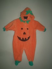 HAPPY HALLOWEEN ORANGE PUMPKIN 1 PIECE SLEEPER HOODED COSTUME NEWBORN 3 6 MONTH