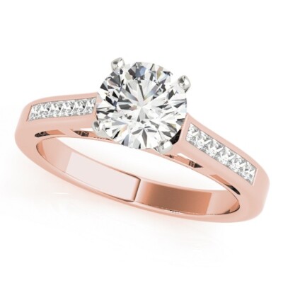 1.36 Ct Round Cut Lab Created Diamond Engagement Ring 14K Solid Rose Gold B