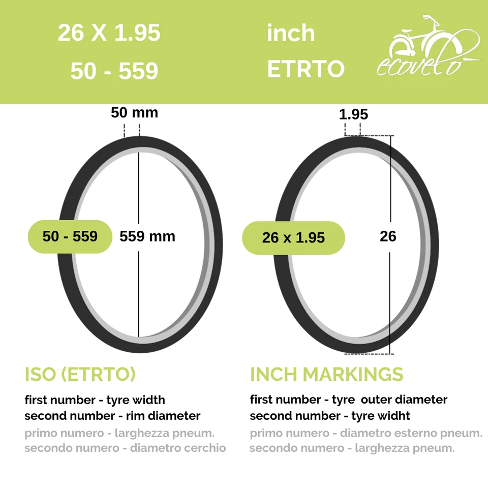 2 Copertoni 26 X 1.95 + 2 Camere d'aria Bici 26" MTB Mountain Bike pneumatici  - Imagen 2 de 4