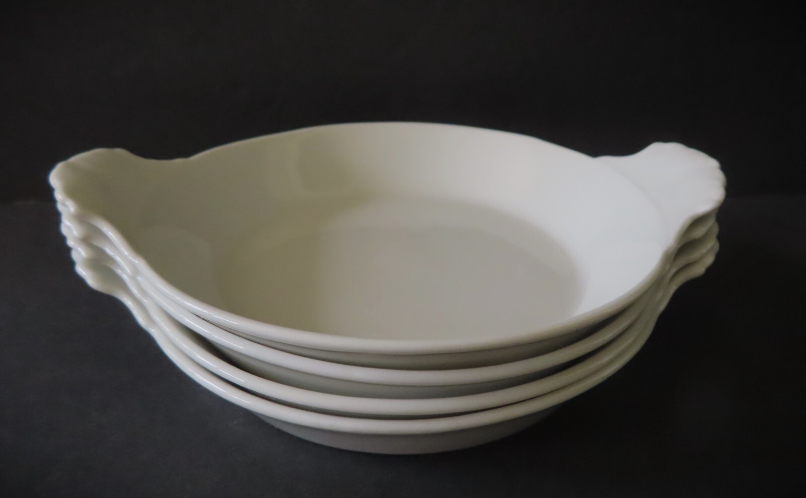4 Pillivuyt 4.5 Round Porcelain Au Gratin Dishes w Ear Handles eBay