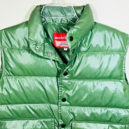Betty Smith Wear Jacket Women's Size M Sleeveless Puffer Vest Army Green Snaps - Picture 8 of 9