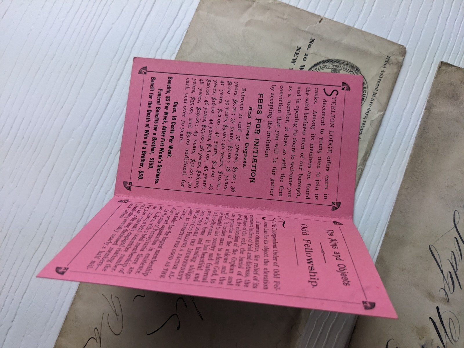 IOOF Odd Fellows Steelton Lodge 184 1899 Proposition Card Members Pennsylvania