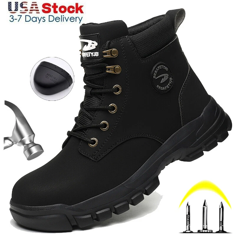 High Top Men's Safety Steel Toe Work Boots Indestructible Waterproof Work Shoes