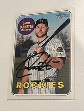 SIGNED BASEBALL CARD AUTO TOPPS 2018 HERITAGE CHRIS IANNETTA COLORADO ROCKIES