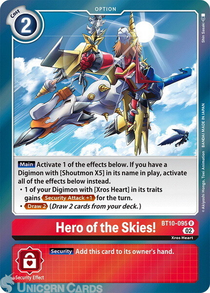 BT10-095 Hero of the Skies! Rare Mint Digimon Card