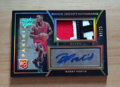 2015-16 Panini Black Gold Bobby Portis /25 Rookie Auto RC 3-color Jersey Relic - Picture 1 of 2