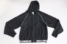 Womens S Under Armour vented jacket with hood spandex waist UA logo running warm