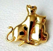 BROCHE vintage deux CHAT doré NEUF CAT BROOCH Goldtone pin NEUF
