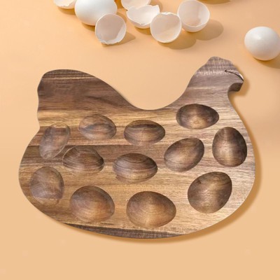 Holz Eierhalter Ei Aufbewahrung Tablett Henne Form Design Osterei Display Sushi