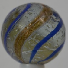 Handmade Blue Banded Lutz Marble, 25/32, 0.77 in, Good-, Germany 1860-1920 S1252