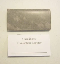 1 GREY MARBLE VINYL CHECK BOOK COVER & 3 CHECKBOOK TRANSACTION REGISTERS