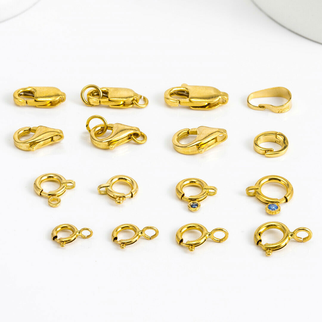 Real Pure 18K Yellow Gold Clasp Hooks Bracelet Necklace Connector