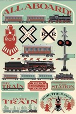 Scrapbooking Crafts Stickers CS 3D All Aboard Trains RXR Railroad Station Lights