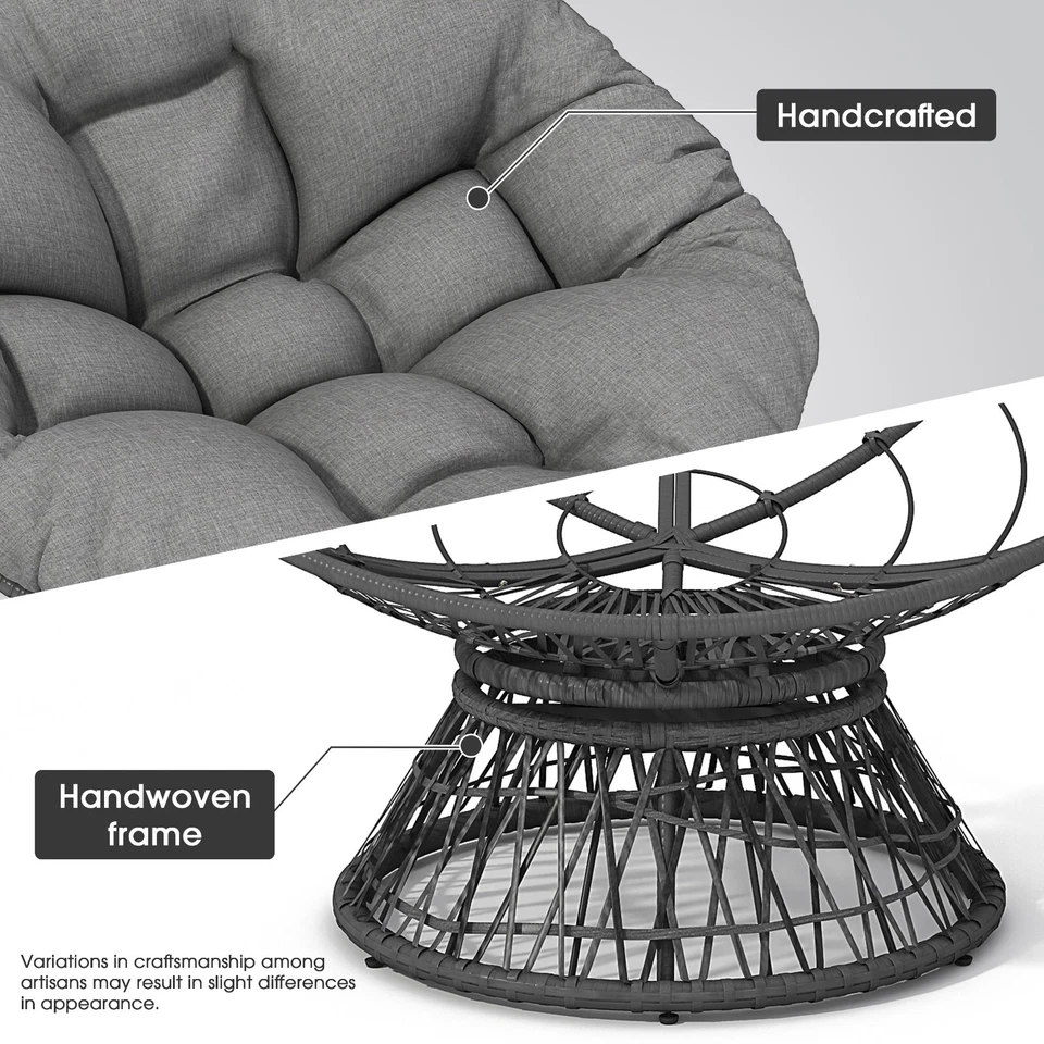 360° Swivel Wicker Accent Chair Indoor Outdoor Waterproof Reading Leisure Chair - Image 4 of 4