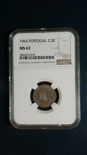 1964 PORTUGAL 2 1/2 ESCUDOS NGC MS63  2.5E Coin PRICED TO SELL FAST!
