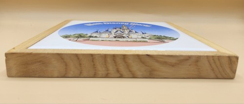 Vtg Walt Disney World Cinderella Castle (art) Ceramic Tile, Trivet Wood Frame 7" - Picture 6 of 8