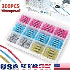 200pcs Heat Shrink Butt Wire Splice Connectors Seal Crimp Terminals Waterproof